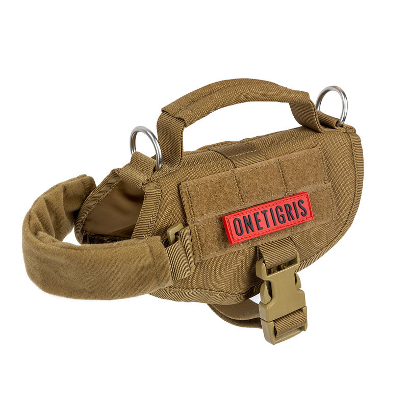 ONETIGRIS Beast Mojo Nylon Tactical Dog Harness, Coyote Brown, X-Small: 15  to 22-in chest 
