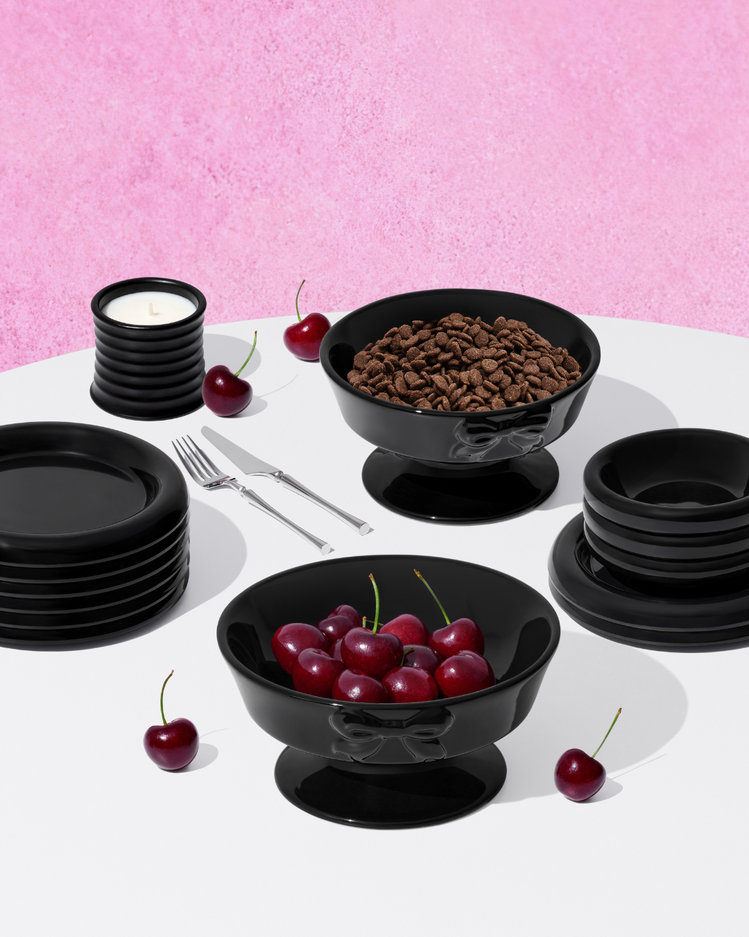 Bow de Noir Ceramic Pet Bowl - TANK TINKER