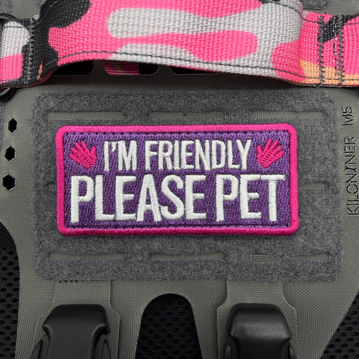 Please Pet I'm Friendly - Pink Purple Morale Patch - TANK TINKER